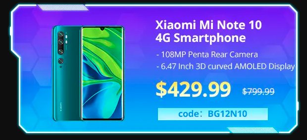 Banggood Xiaomi Mi Note 10 Coupon Code 2022